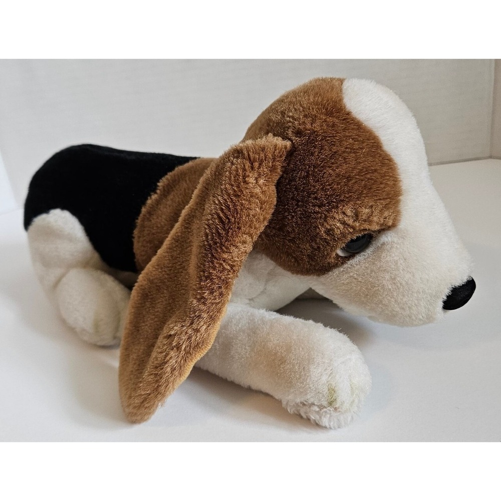 Applause Bassett Hound Plush Puppy Dog Tricolor 12" Realistic Stuffed Toy 1988